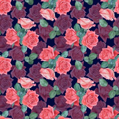 10 numaralı güllerin kusursuz suluboya deseni