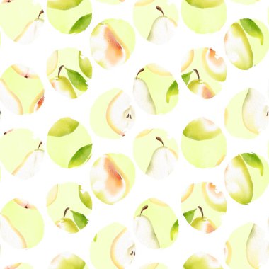 Soyut suluboya arka plan 11 'de meyvesiz desen. Suluboya armutlar ve tohumlar. Beyazda izole edilmiş.