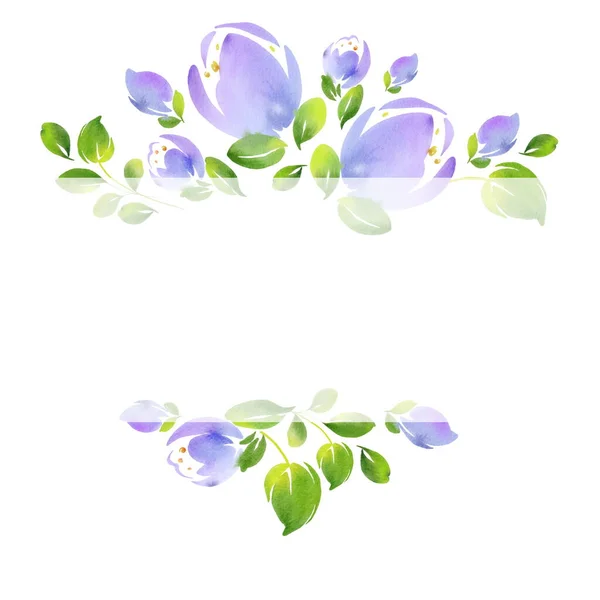 あなたのデザインのためのエレガントな花のフレーム3.水彩イラスト。手描き。はがき、招待状、名刺に最適. — ストック写真