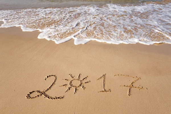 2017 lettering on beach sand — Stock Photo, Image