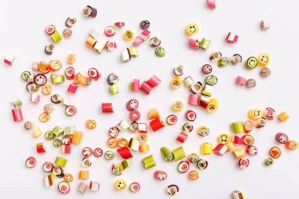 düz lay ile renkli şekerler