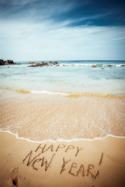 New Year 2017 lettering on beach — Stock Photo, Image