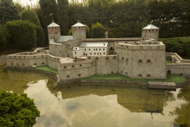  Minyatür kale Olavinlinna Finlandiya parkta Mini Europe.