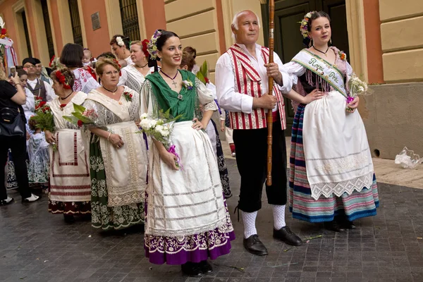 Spring Festival in Murcia. Procession in national costumes on streets of the town. — Stock Photo, Image