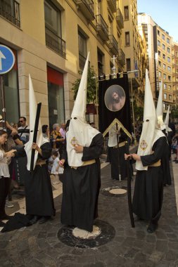Malaga, Endülüs, İspanya. 14 Nisan 2017. Kutsal hafta alayı Malaga.