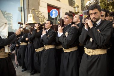 Malaga, Endülüs, İspanya. 14 Nisan 2017. Kutsal hafta alayı Malaga.