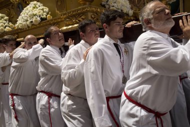Malaga, Endülüs, İspanya. 16 Nisan 2017. Kutsal hafta alayı Malaga.