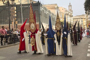 Malaga, Endülüs, İspanya. 16 Nisan 2017. Kutsal hafta alayı Malaga.