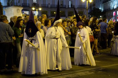 Madrid, Kastilya, İspanya. 12 Nisan 2017. Kutsal hafta alayı Madrid.