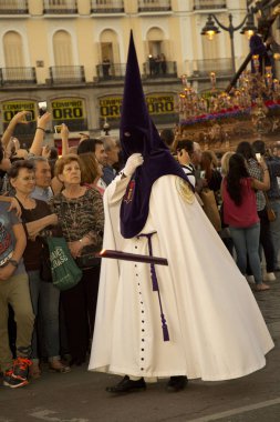 Madrid, Kastilya, İspanya. 12 Nisan 2017. Kutsal hafta alayı Madrid.