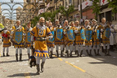 ALCOY, ALICANTE, SPAIN. 22 APRIL 2017. Festival of the Moors and Christians. The march through the city center. clipart