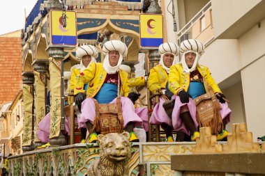 ALCOY, ALICANTE, SPAIN. 22 APRIL 2017. Festival of the Moors and Christians. The march through the city center. clipart