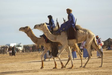 DOUZ, TUNISIA. 20 Aralık 2018 'de. Douz, Tunus 'ta Sahra Festivali.