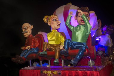 Güzel, FRANCE, 23 Şubat 2019. Nice, Fransa 'daki geleneksel karnaval maskeleri geçit töreni..