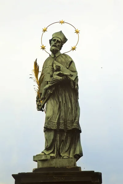 Praga República Checa Diciembre 2018 Estatua San Juan Nepomuk Puente — Foto de Stock