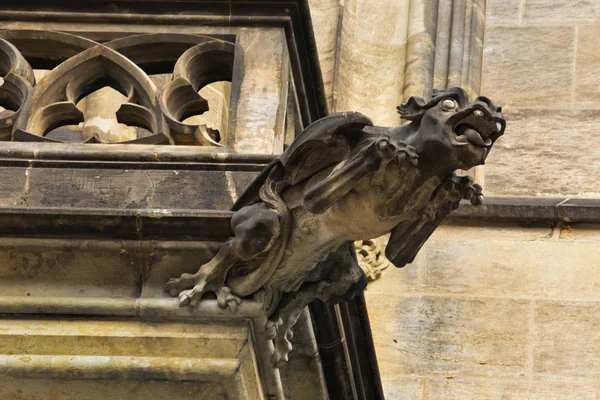 Prague République Tchèque Décembre 2018 Une Des Gargouilles Sur Façade — Photo