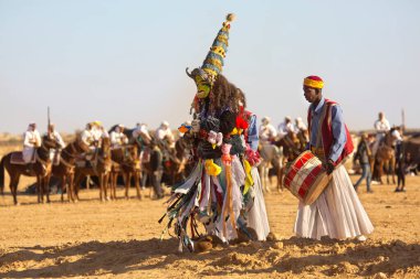 DOUZ, TUNISIA. 21 Aralık 2018 'de. Douz, Tunus 'ta Sahra Festivali.