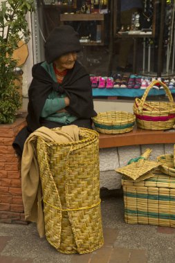 OTAVALO, Ekvador, 22 Haziran 2019. Hindistan 'ın Ekvador' daki Otavalo pazarı.