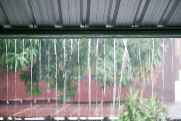 rain drops fast dipping from zinc roof