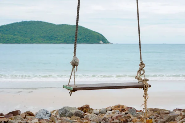 Swings on the sand tropical beach. — Stock Photo, Image