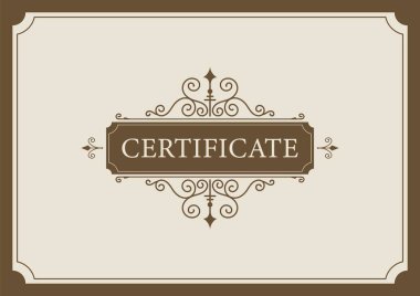 Antika sertifika. Ayrıntılı sınır çizgisi olan sertifika veya kupon şablonu.