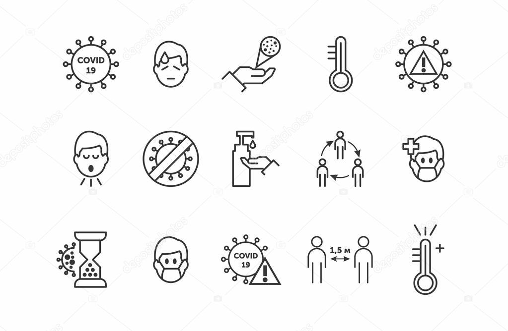 coronavirus covid-19. Coronavirus line icon set. Included icons as Wuhan, virus, outbreak, contagious, contagion, infection and more.
