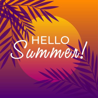 Summer vektör illüstrasyonuna merhaba de. Eğlenceli bir hipster tasarım logosu ya da etiketi. El yazısı, ilham verici tipografi posteri, afiş..