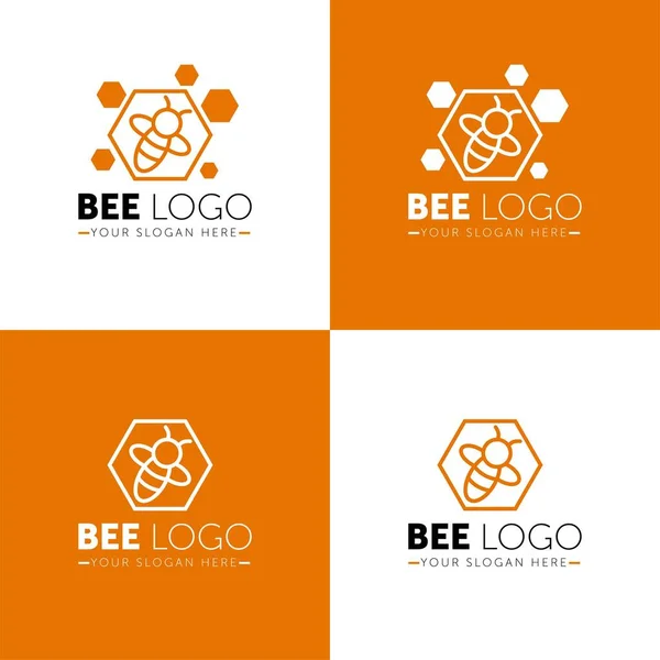 Arı Logosu tasarım vektör şablonu geometrik stil. Hata Logotype konsepti yaratıcı komik simge.