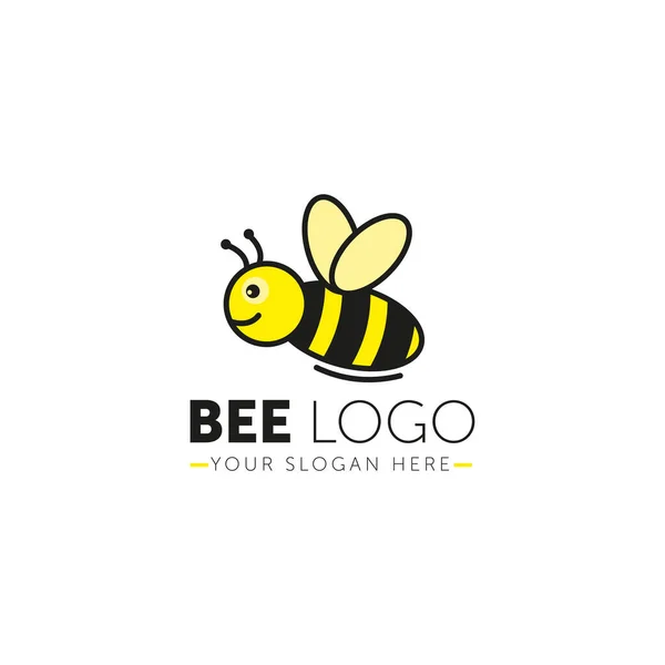 Bee Logo ontwerp vector template geometrische stijl. Bug Logotype concept creatief grappig icoon. — Stockvector