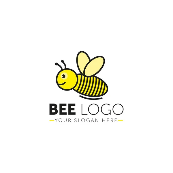 Bee Logo ontwerp vector template geometrische stijl. Bug Logotype concept creatief grappig icoon. — Stockvector