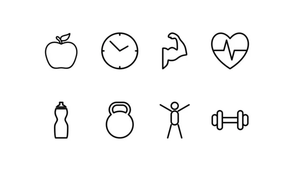 Fitness Icone serie elegante set. icone salute e fitnes — Vettoriale Stock