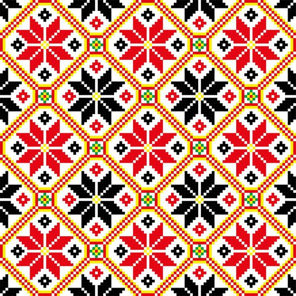 Вышито хорошо, как ручной кросс-стежок этнической Украины. красные и черные цветы в декоративной ленте