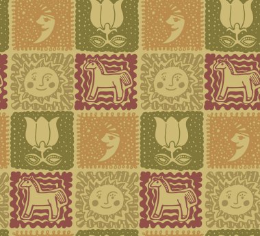 Sorunsuz çocuk arka plan, arka plan at, güneş, çiçek, ay ile