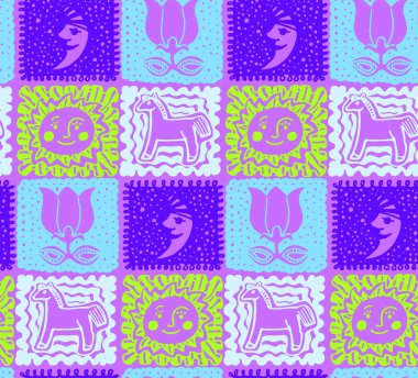 Sorunsuz çocuk arka plan, arka plan at, güneş, çiçek, ay ile