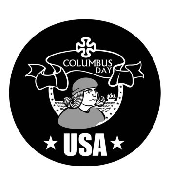 Christopher Columbus, el stilize bir çizim, Columbus günü kutlama portresi