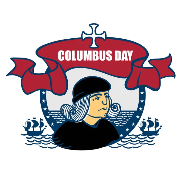 Portrait of Christopher Columbus, a stylized drawing of a hand, the