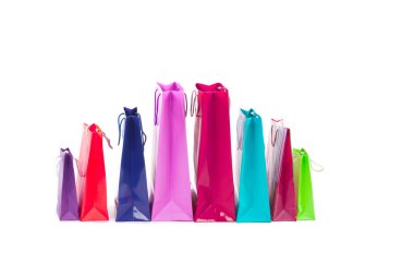 Çok renkli ve parlak paketleri alışveriş için hediyeler ve presents