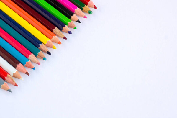 White background for presentation with colourful right upper pen