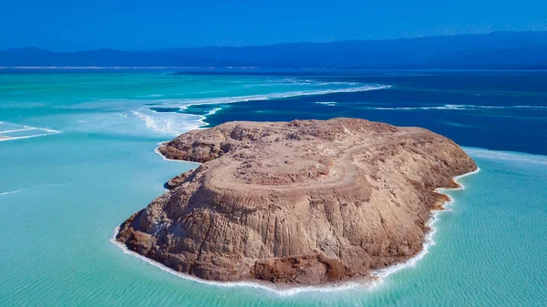 Aerial View Blue Salty Lake Djibouti — Stock Photo, Image