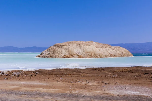 Καταπληκτική Θέα Στην Αλμυρή Επιφάνεια Της Λίμνης Assal Τζιμπουτί — Φωτογραφία Αρχείου