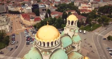 Bulgaristan 'ın Sofya Şehir Merkezi' ndeki St. Alexander Nevsky Katedraline Hava Görüntüsü