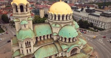 Bulgaristan 'ın Sofya Şehir Merkezi' ndeki St. Alexander Nevsky Katedraline Hava Görüntüsü