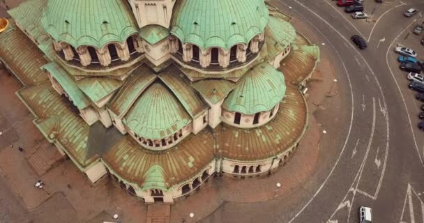 Вид Повітря Собор Святого Олександра Невського Софійському Міському Центрі Болгарія — стокове відео