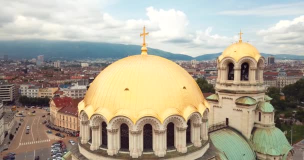 Aerial View Alexander Nevsky Cathedral Sofia City Center Bulgária — Stock videók