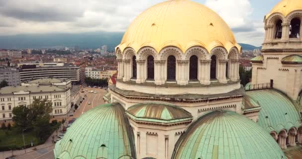 Luftaufnahme Der Alexander Newski Kathedrale Stadtzentrum Von Sofia Bulgarien — Stockvideo