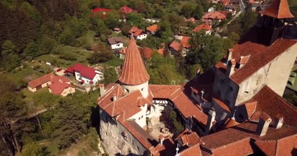 Aerial View Bran Dracula Castle Brasov Romania — 图库视频影像