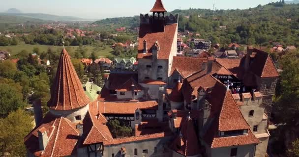 Aerial View Bran Dracula Castle Brasov Romania — 图库视频影像