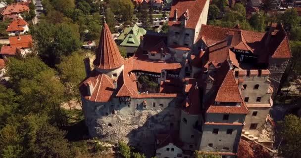 Vista Aérea Para Farelo Drácula Castelo Brasov Roménia — Vídeo de Stock