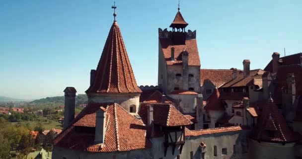 Aerial View Bran Dracula Castle Brasov Romania — Stock Video