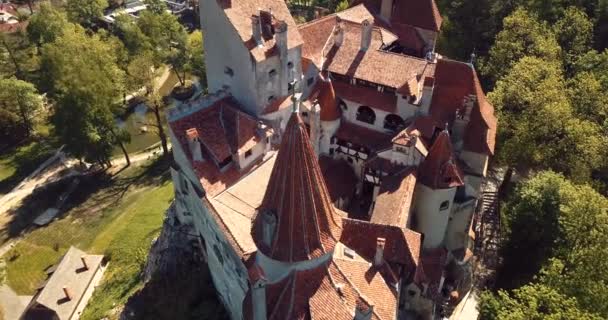 Воздушный Вид Бран Дракула Замок Брашове Румыния — стоковое видео